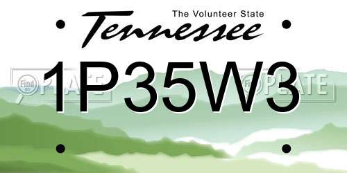 1P35W3 Tennessee License Plate