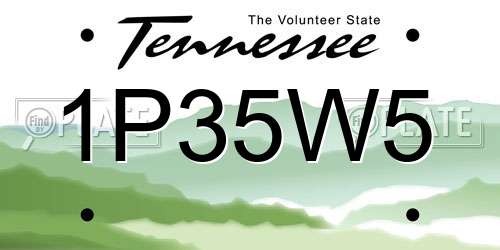 1P35W5 Tennessee License Plate