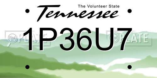 1P36U7 Tennessee License Plate