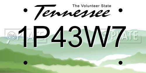1P43W7 Tennessee License Plate