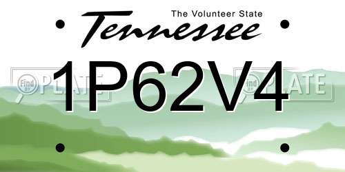 1P62V4 Tennessee License Plate