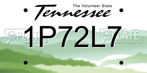 1P72L7 Tennessee License Plate