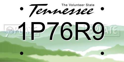 1P76R9 Tennessee License Plate