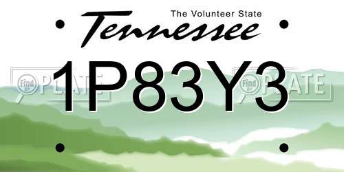 1P83Y3 Tennessee License Plate