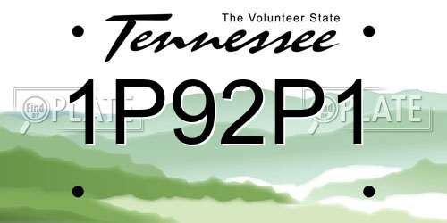 1P92P1 Tennessee License Plate