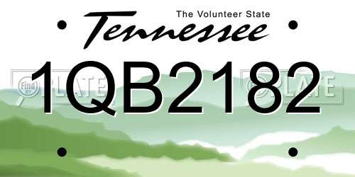 1QB2182 Tennessee License Plate