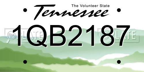 1QB2187 Tennessee License Plate