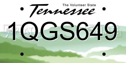 1QGS649 Tennessee License Plate