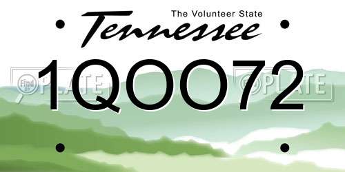 1QOO72 Tennessee License Plate