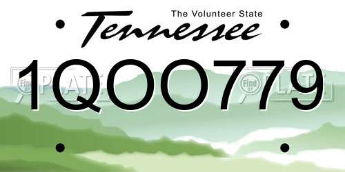 1QOO779 Tennessee License Plate