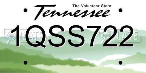 1QSS722 Tennessee License Plate