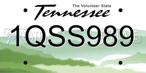 1QSS989 Tennessee License Plate
