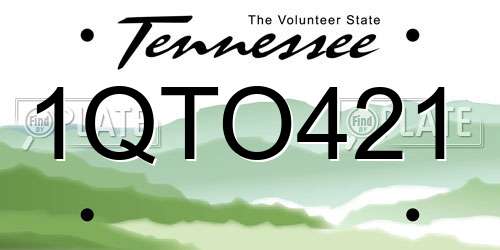 1QTO421 Tennessee License Plate