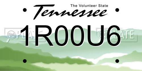 1R00U6 Tennessee License Plate