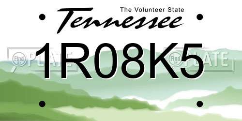 1R08K5 Tennessee License Plate