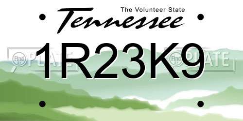 1R23K9 Tennessee License Plate