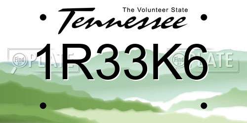 1R33K6 Tennessee License Plate