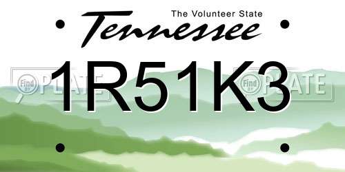 1R51K3 Tennessee License Plate