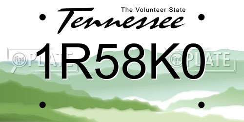 1R58K0 Tennessee License Plate