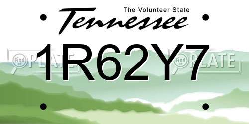 1R62Y7 Tennessee License Plate