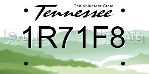 1R71F8 Tennessee License Plate