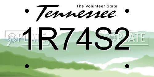 1R74S2 Tennessee License Plate