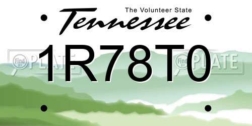 1R78T0 Tennessee License Plate