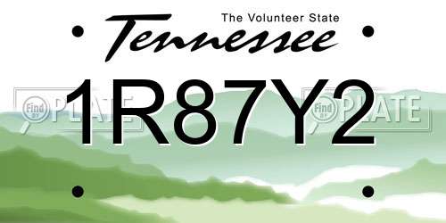 1R87Y2 Tennessee License Plate
