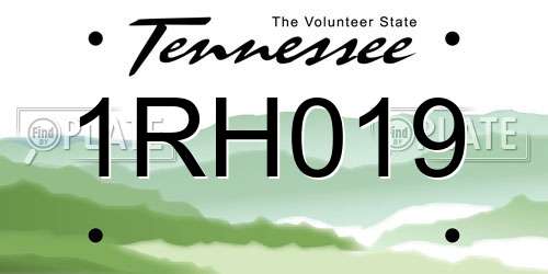 1RH019 Tennessee License Plate