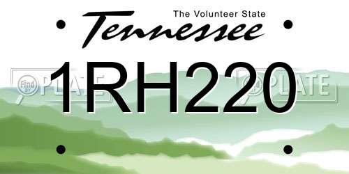 1RH220 Tennessee License Plate