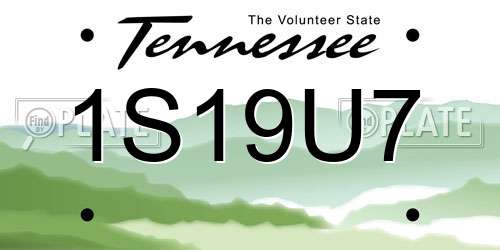 1S19U7 Tennessee License Plate