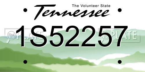 1S52257 Tennessee License Plate