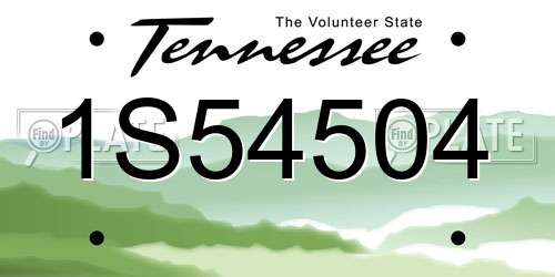 1S54504 Tennessee License Plate