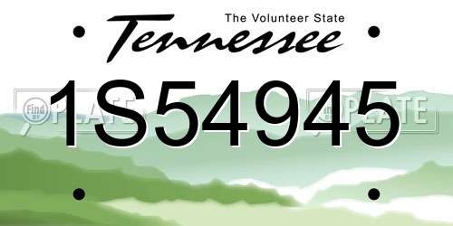 1S54945 Tennessee License Plate
