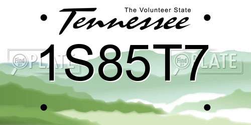 1S85T7 Tennessee License Plate