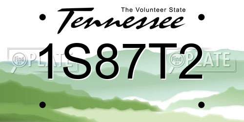 1S87T2 Tennessee License Plate