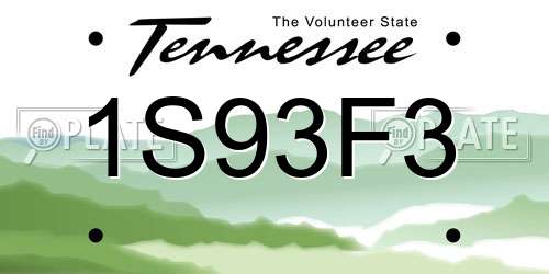 1S93F3 Tennessee License Plate