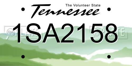 1SA2158 Tennessee License Plate
