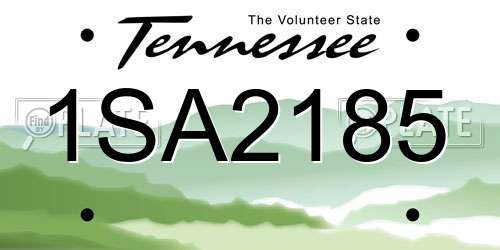 1SA2185 Tennessee License Plate