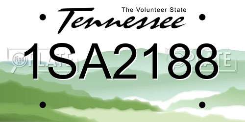 1SA2188 Tennessee License Plate