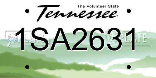 1SA2631 Tennessee License Plate