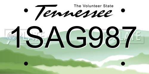 1SAG987 Tennessee License Plate