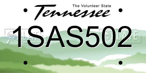 1SAS502 Tennessee License Plate