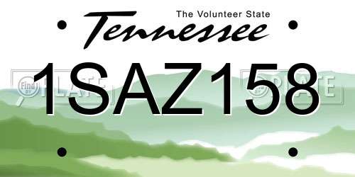 1SAZ158 Tennessee License Plate
