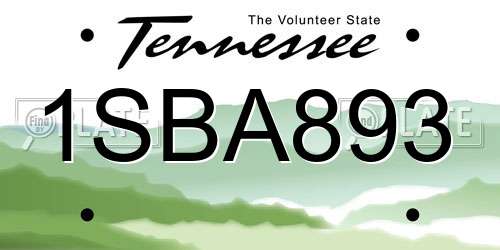1SBA893 Tennessee License Plate