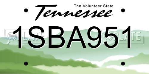 1SBA951 Tennessee License Plate