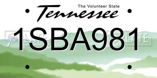 1SBA981 Tennessee License Plate