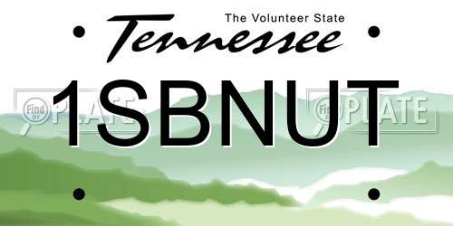 1SBNUT Tennessee License Plate