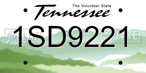 1SD9221 Tennessee License Plate