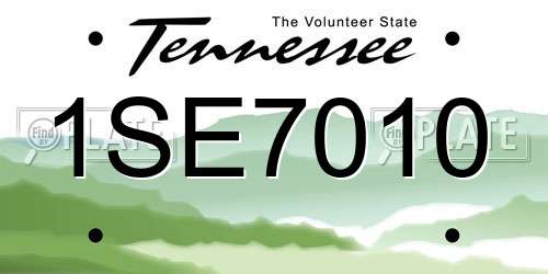 1SE7010 Tennessee License Plate